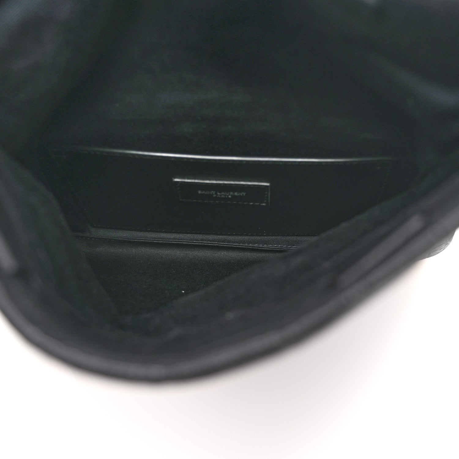 Saint Laurent Calfskin Crocodile Embossed West Hollywood Monogram Fold Over Clutch Black 5 of 7