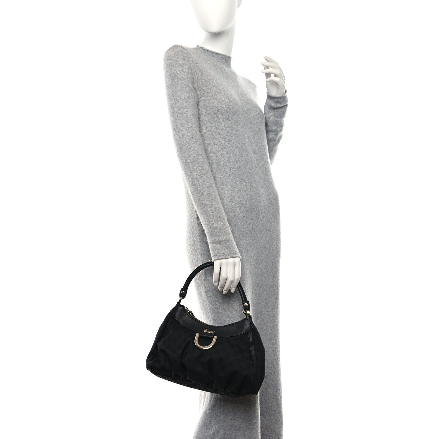 Monogram Medium D Gold Ring Hobo Black