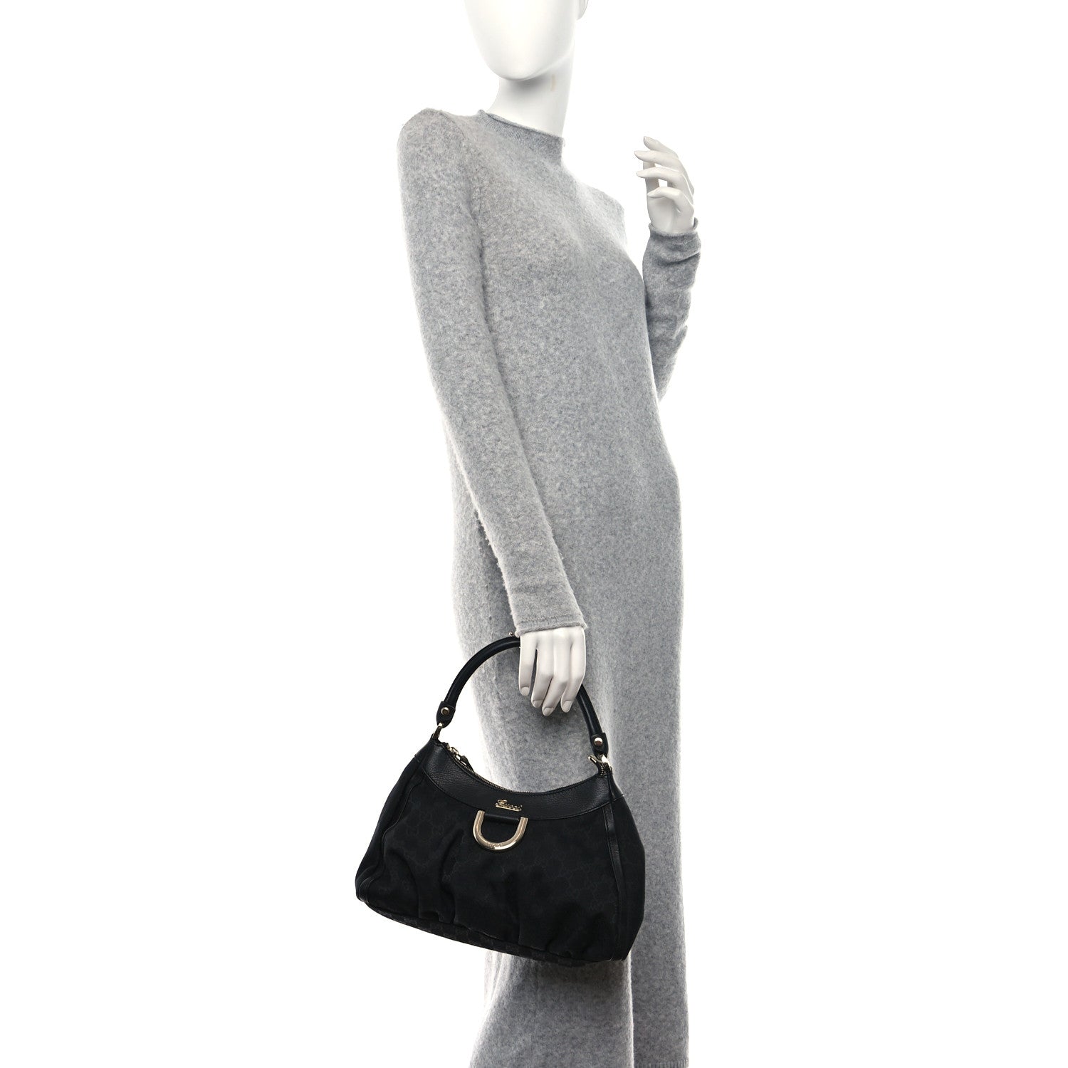 Gucci Monogram Medium D Gold Ring Hobo Black 2 of 11