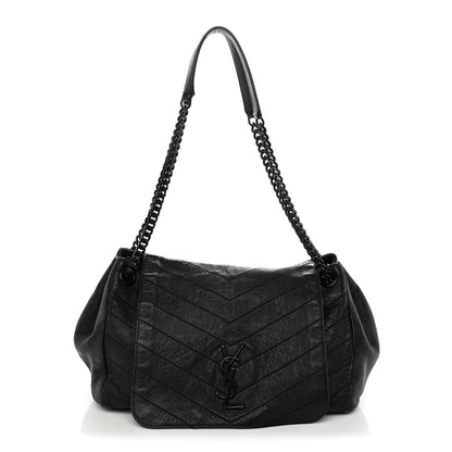 Saint Laurent Vintage Lambskin Chevron Monogram Medium Nolita Black 1 of 12