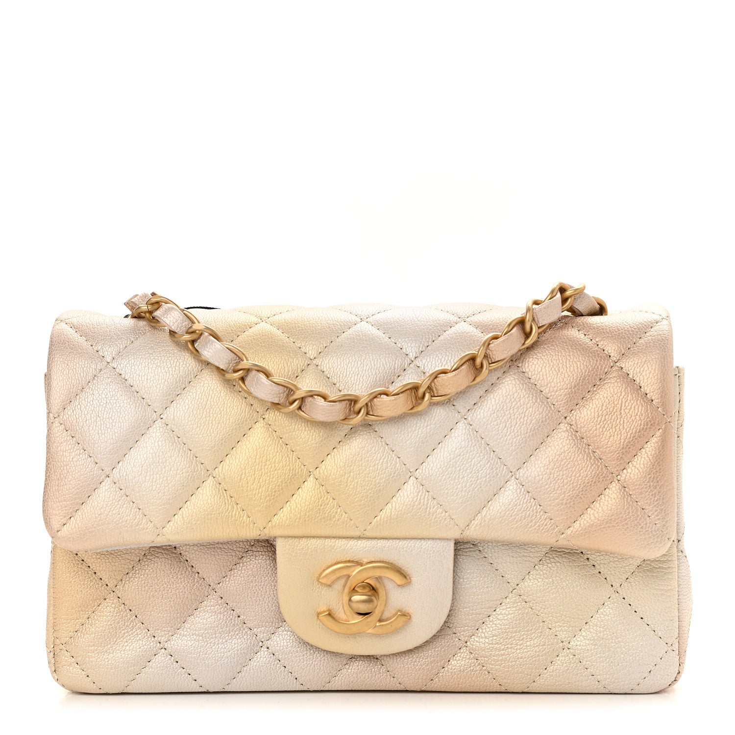 Chanel Metallic Goatskin Quilted Mini Rectangular Flap Gold 1 of 9