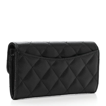 Chanel Caviar Quilted Medium Gusset Flap Wallet Black 3 of 8