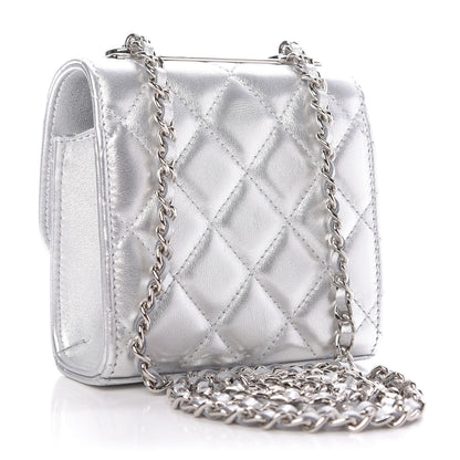 Chanel Metallic Lambskin Quilted Mini Trendy CC Clutch With Chain Silver 3 of 10