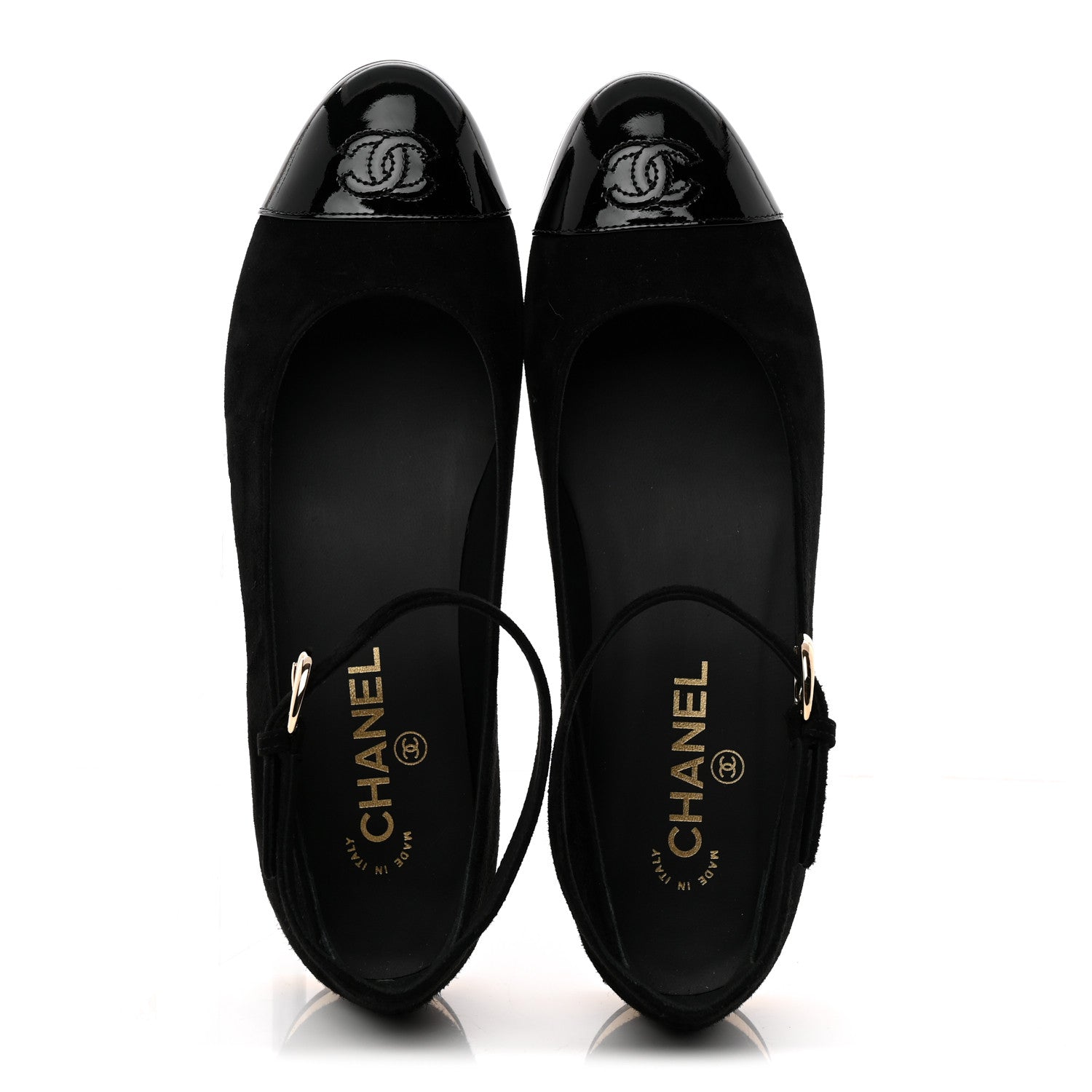 Chanel Suede Patent Cap Toe CC Mary Jane Flats 40 Black 2 of 11