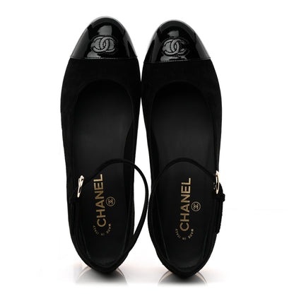 Chanel Suede Patent Cap Toe CC Mary Jane Flats 40 Black 2 of 11