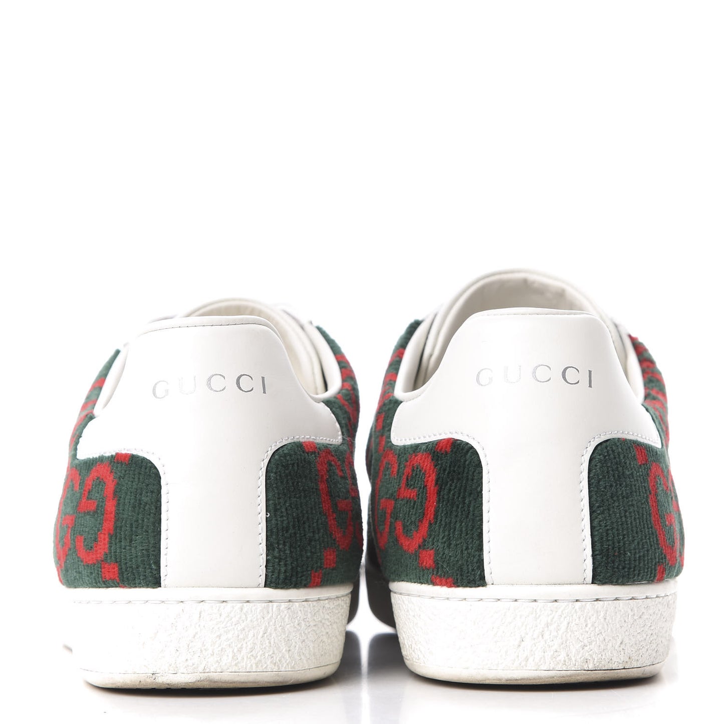 Terry Cloth GG Monogram Web Womens Ace Sneakers 41 Green Red