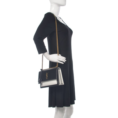 Saint Laurent Calfskin Bi-Color Medium Monogram Sunset Black Pearl White 2 of 10