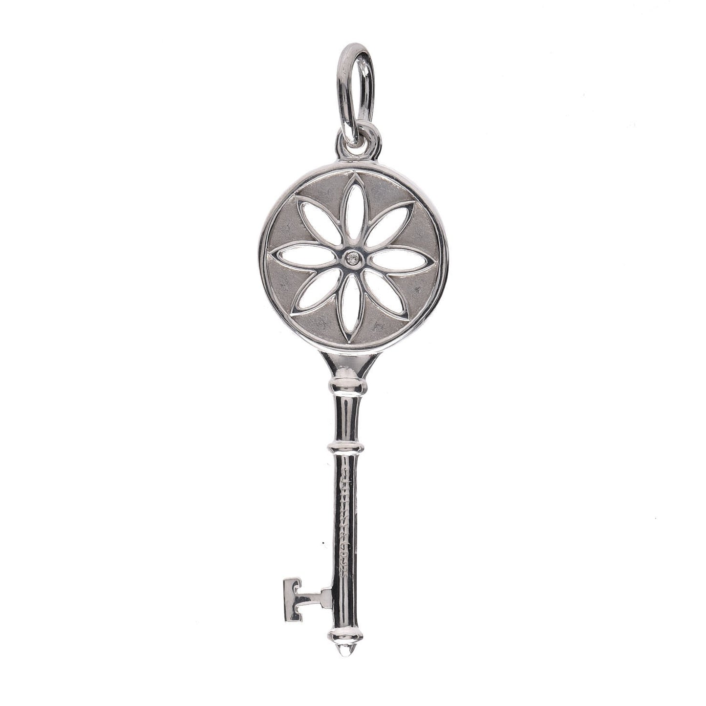 Sterling Silver Diamond Small Daisy Key Pendant