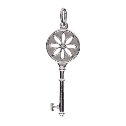 Tiffany Sterling Silver Diamond Small Daisy Key Pendant 3 of 4