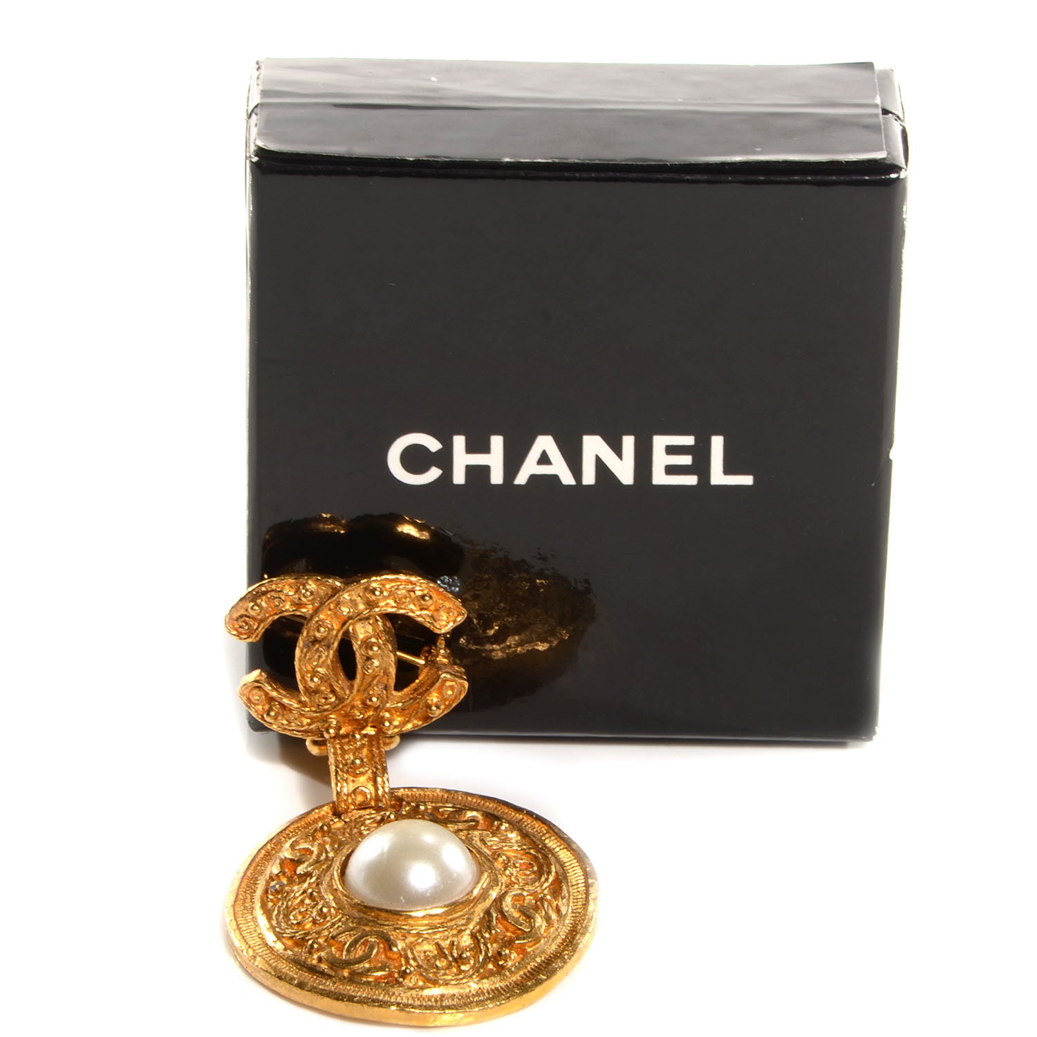 Chanel Pearl CC Drop Brooch Gold 5 of 5