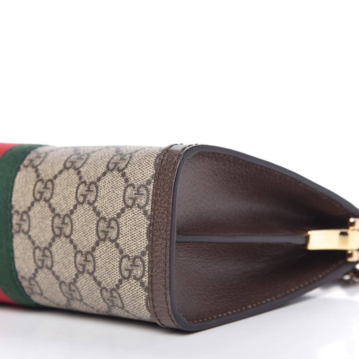 GG Supreme Monogram Web Small Ophidia Chain Shoulder Bag Brown
