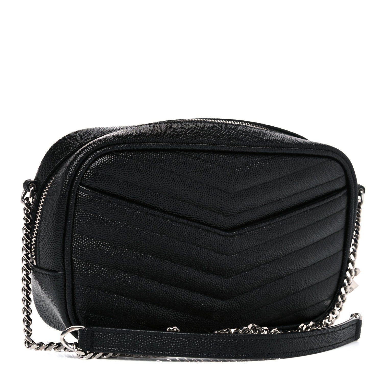 Saint Laurent Grain De Poudre Matelasse Monogram Mini Lou Camera Bag Black 2 of 11