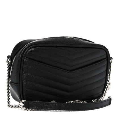 Saint Laurent Grain De Poudre Matelasse Monogram Mini Lou Camera Bag Black 2 of 11