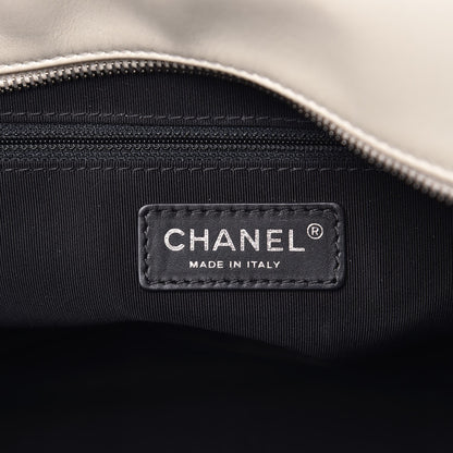 Chanel Calfskin Quilted Large Feather Weight Bowling Bag Black Ivory 6 of 13