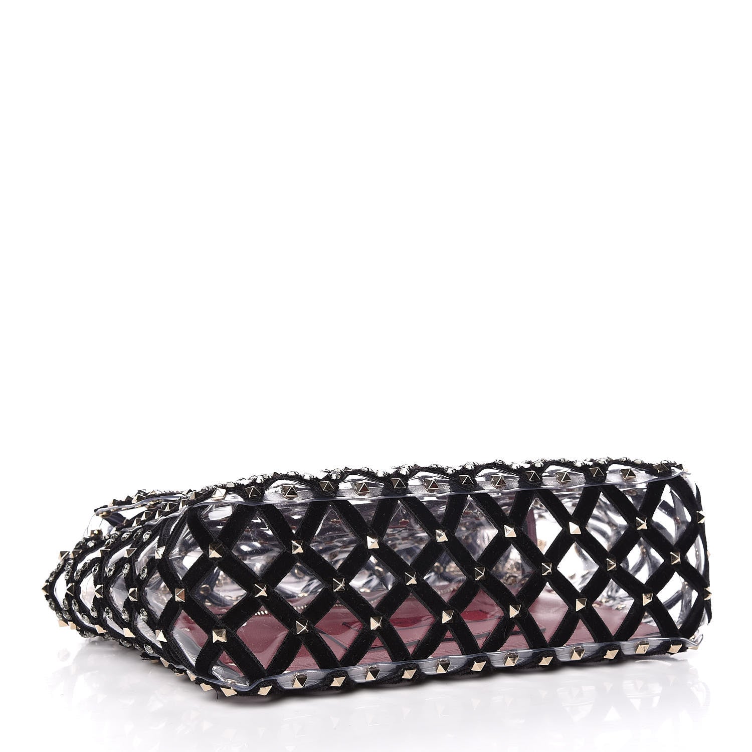 Valentino Garavani PVC Velvet Crystal Embellished Medium Rockstud Spike Shoulder Bag 4 of 13