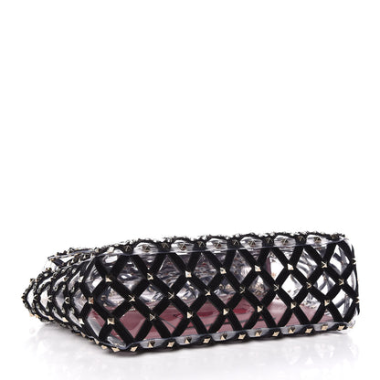 Valentino Garavani PVC Velvet Crystal Embellished Medium Rockstud Spike Shoulder Bag 4 of 13