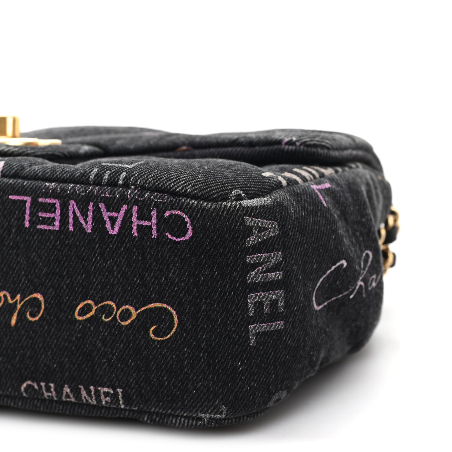 Denim Quilted Denim Mood Mini Rectangular Flap Black Multicolor