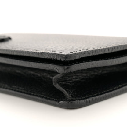 Gucci Dollar Calfskin Enamel Monochrome Mini GG Marmont Chain Wallet Black 9 of 9