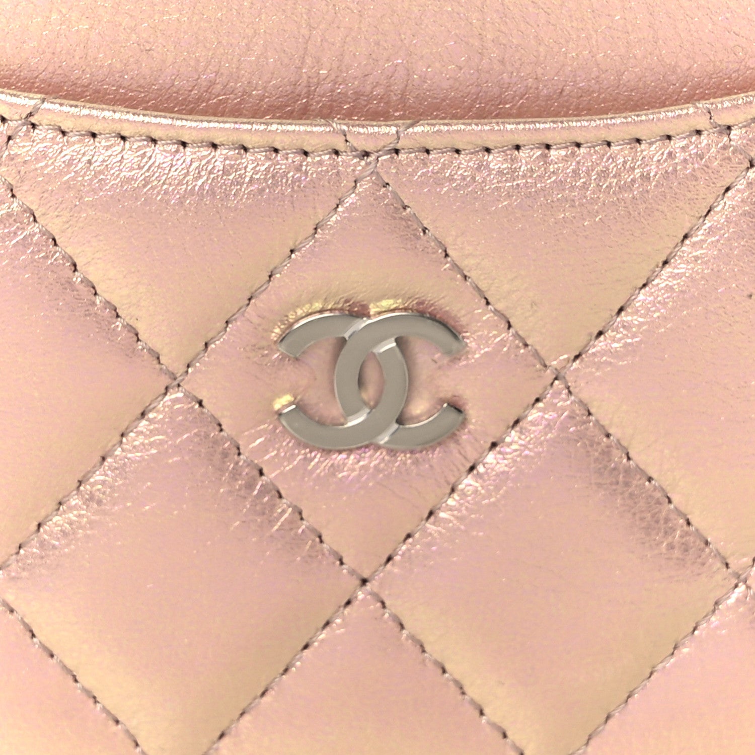 Chanel Iridescent Calfskin Quilted Card Holder Pink 9 of 10
