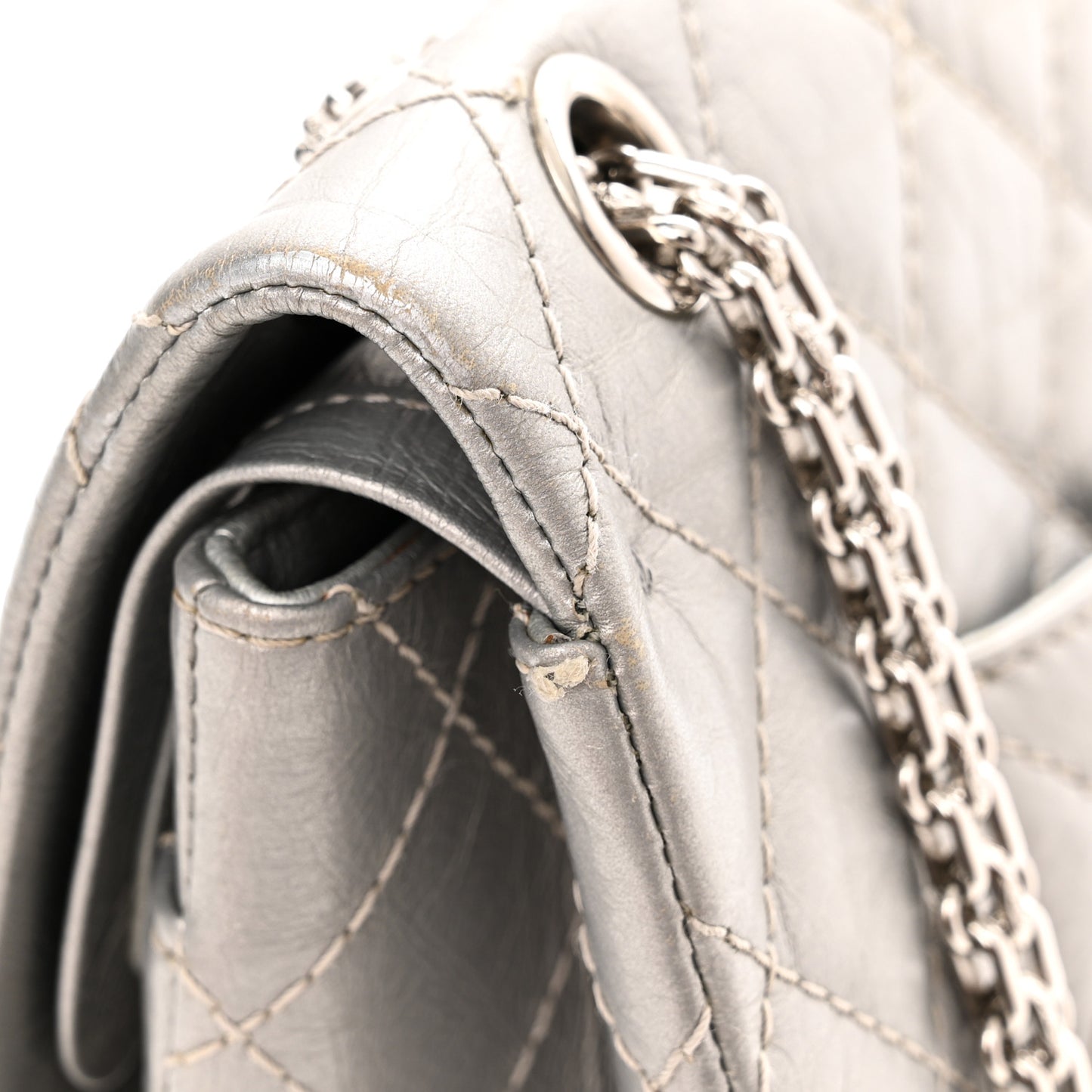Metallic Aged Calfskin Quilted 2.55 Reissue 226 Flap Silver