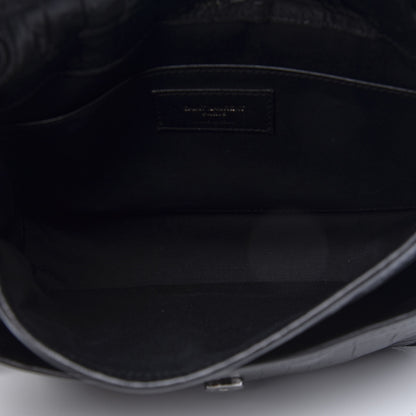 Saint Laurent Calfskin Crocodile Embossed Matelasse Monogram Baby Niki Chain Satchel Black 5 of 10