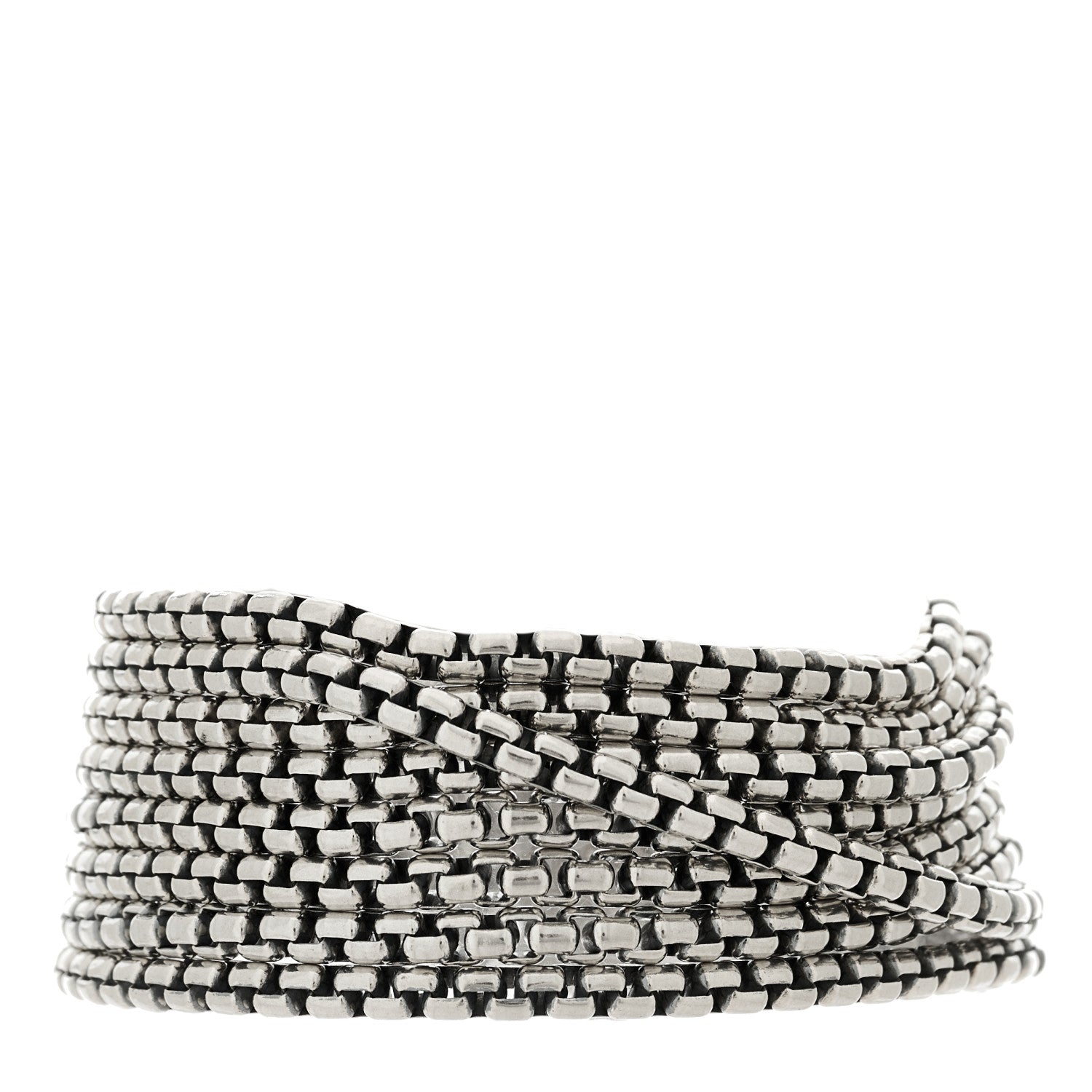 David Yurman Sterling Silver Eight-Row Box Chain Bracelet 1 of 3