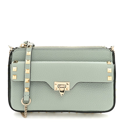 Valentino Garavani Grainy Calfskin Rockstud Crossbody Bag Water Green 1 of 11