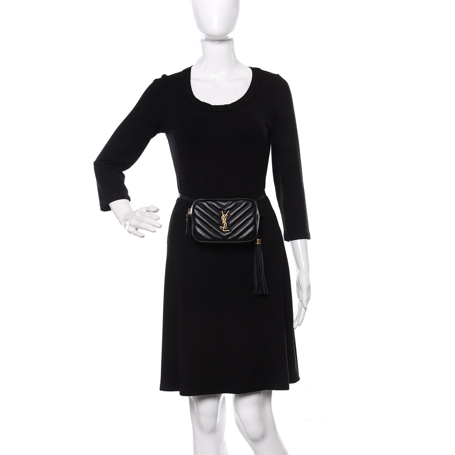 Saint Laurent Calfskin Matelasse Monogram Lou Belt Bag Black 2 of 10