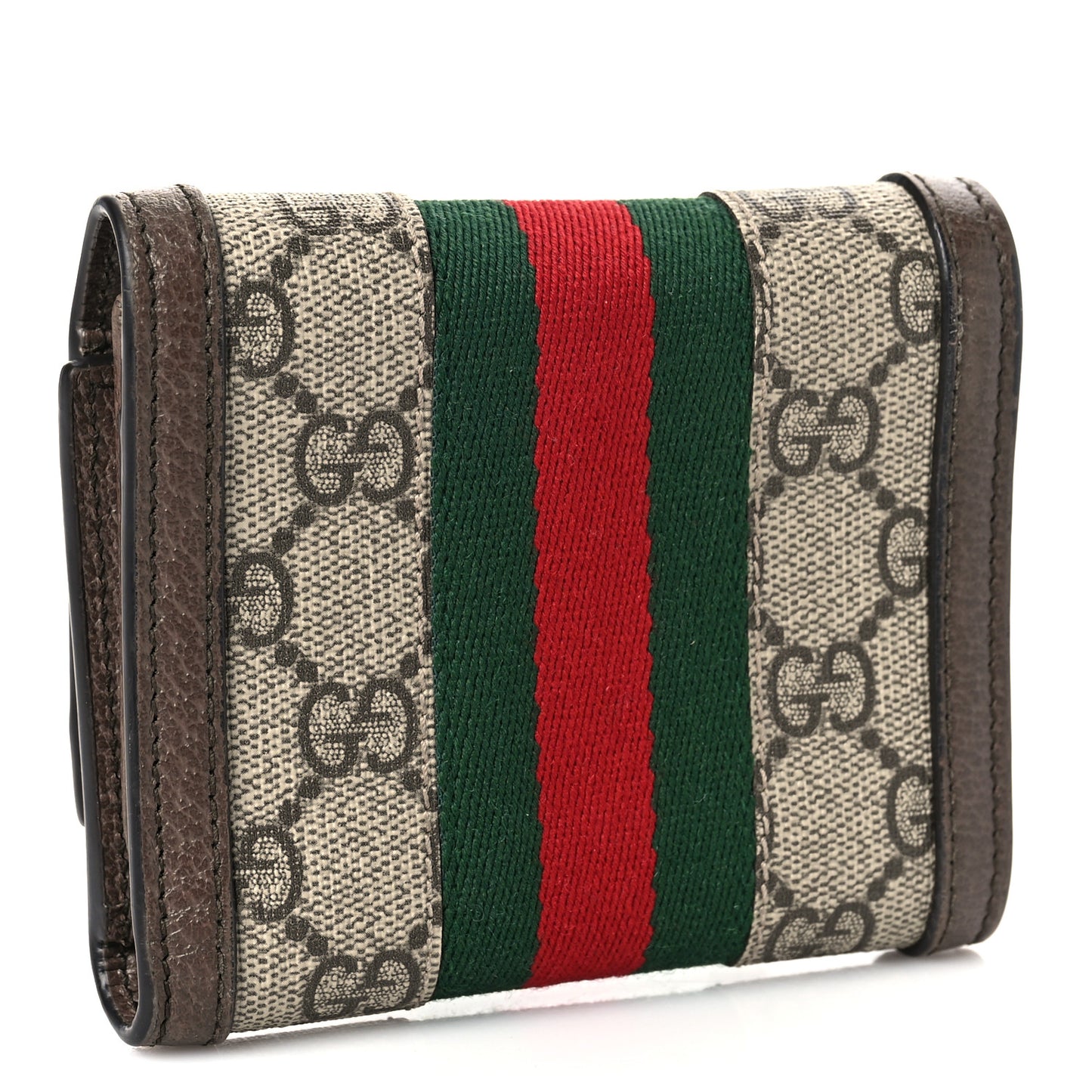 GG Supreme Monogram Web Ophidia French Flap Wallet Beige New Acero