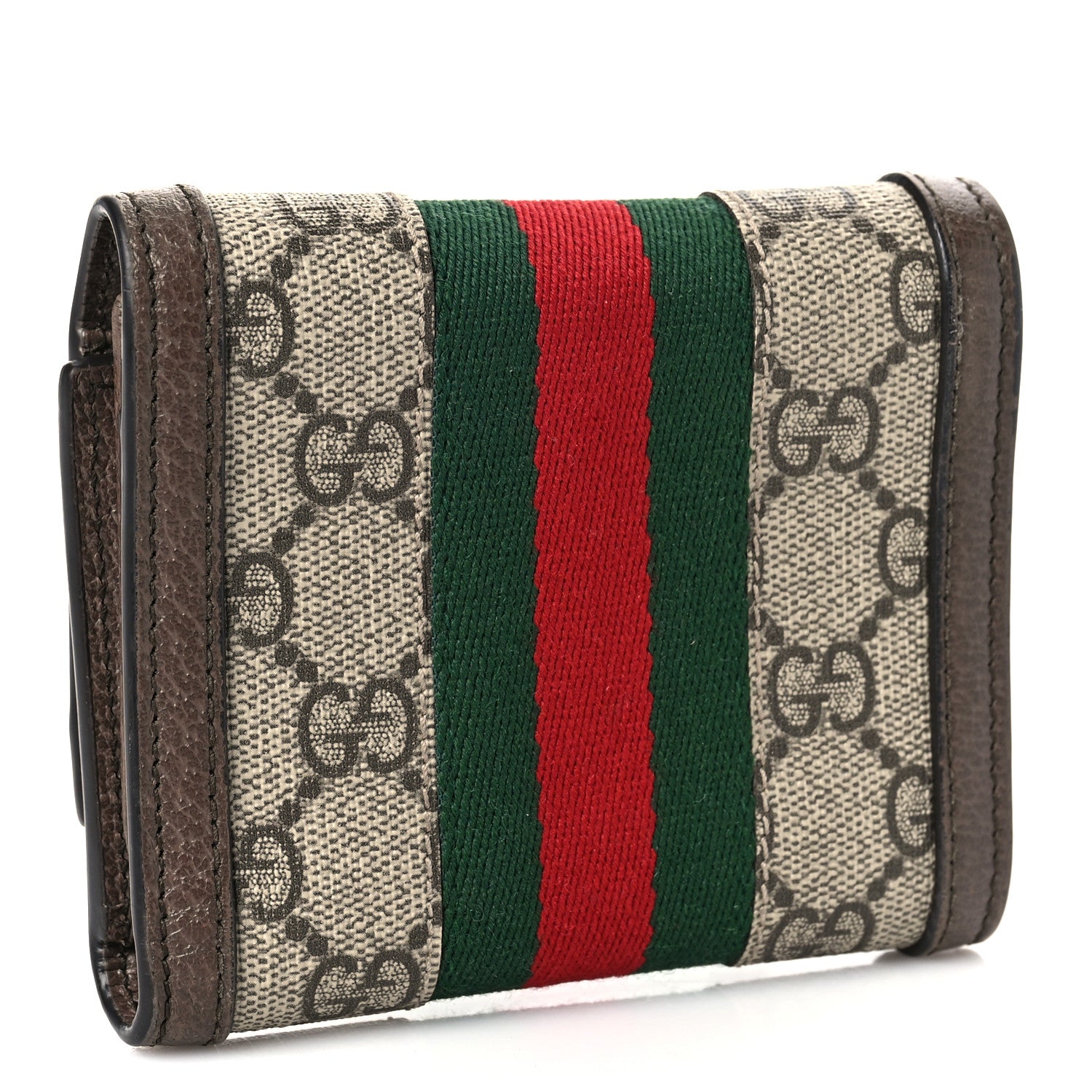 Gucci GG Supreme Monogram Web Ophidia French Flap Wallet Beige New Acero 3 of 8