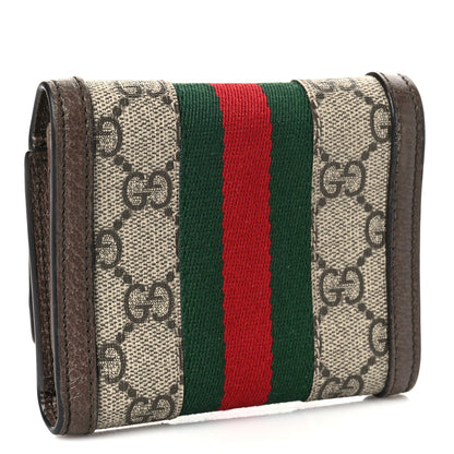 Gucci GG Supreme Monogram Web Ophidia French Flap Wallet Beige New Acero 3 of 8