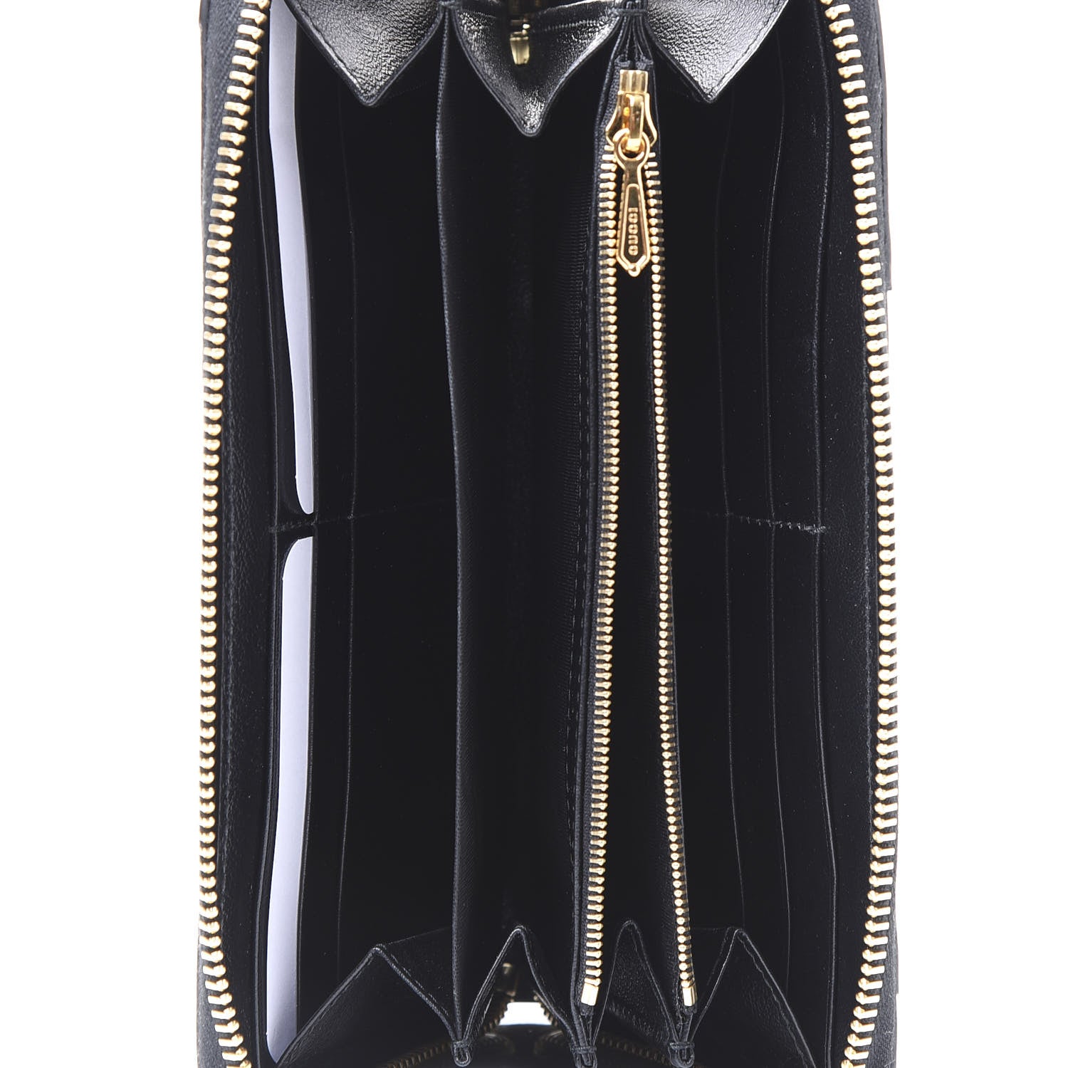 Gucci Smooth Calfskin Diagonal Striped Zumi Zip Around Wallet Black Beige 4 of 7