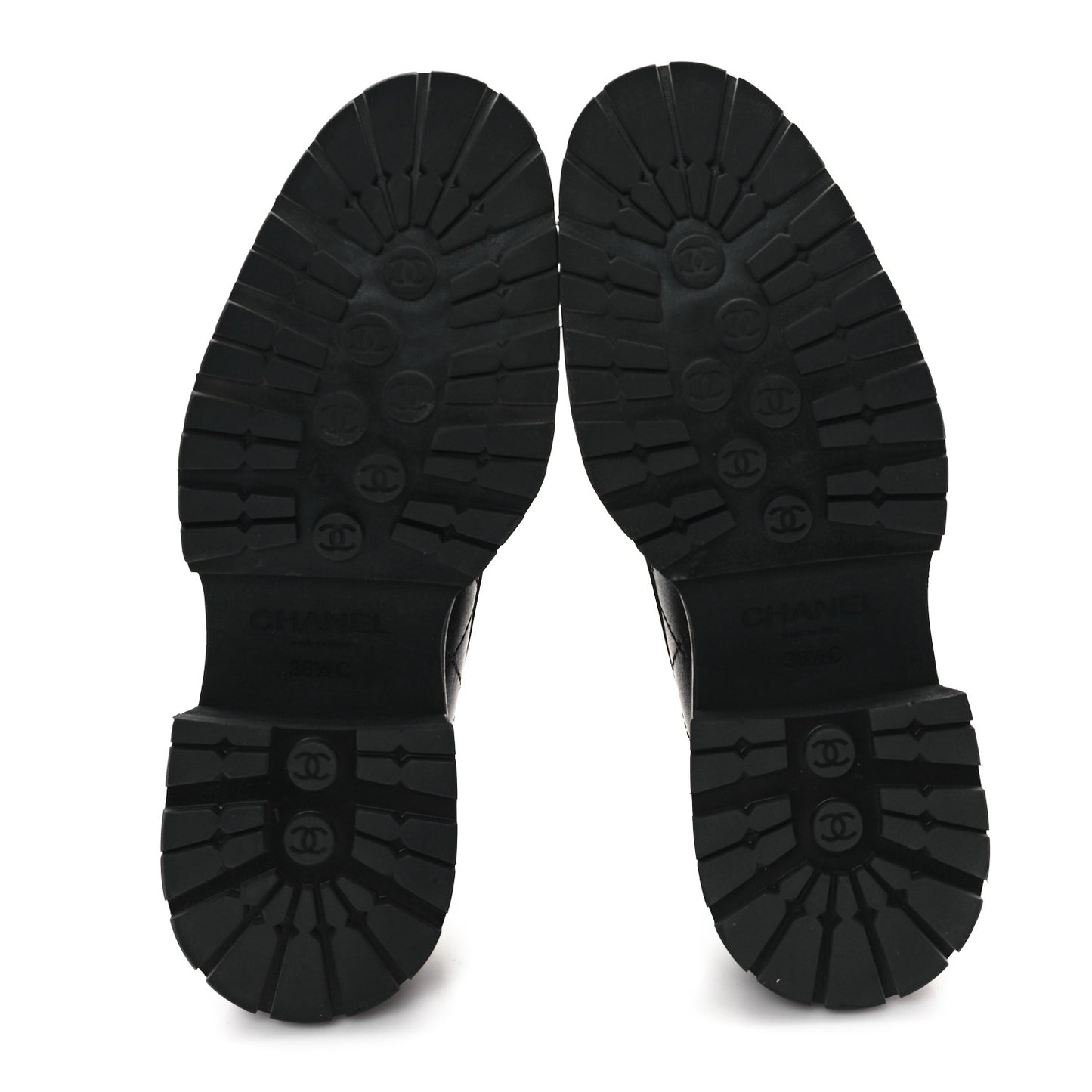 Calfskin Quilted CC Mocassin Loafers 36.5 Black