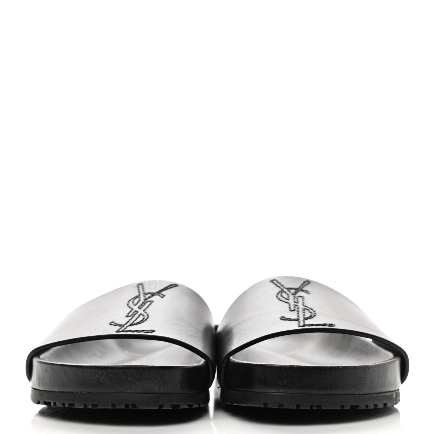 Saint Laurent Calfskin Monogram Jimmy Joan Slide Sandals 35 Black 2 of 9