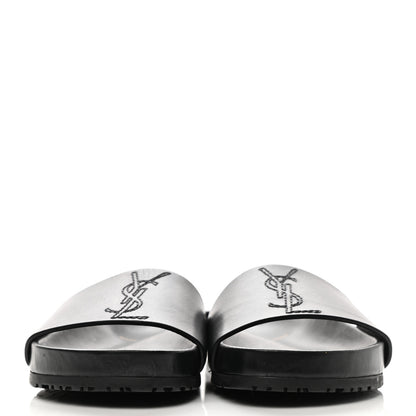 Saint Laurent Calfskin Monogram Jimmy Joan Slide Sandals 35 Black 2 of 9