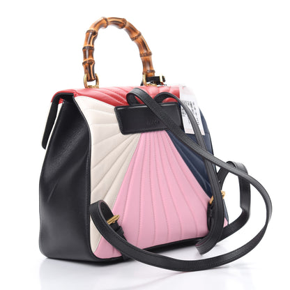 Gucci Calfskin Bamboo Trapuntata Queen Margaret Backpack Blue Agata Hibiscus Red Mystic White Sugar Pink 2 of 10
