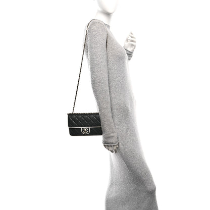 Chanel Lambskin Quilted Resin CC Mini Flap Bag Black White 2 of 10