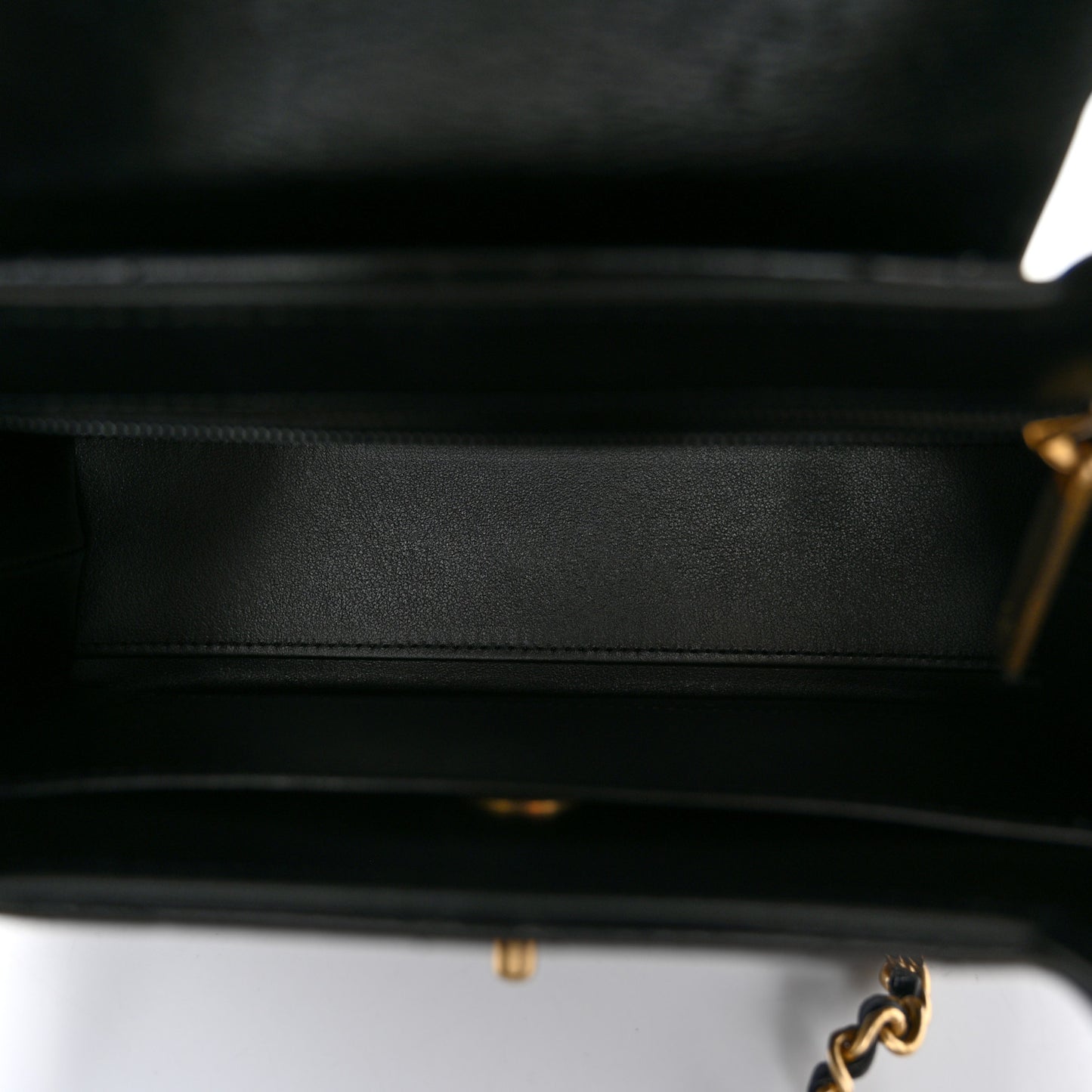 Shiny Aged Calfskin Quilted Nano Kelly Shopper Black