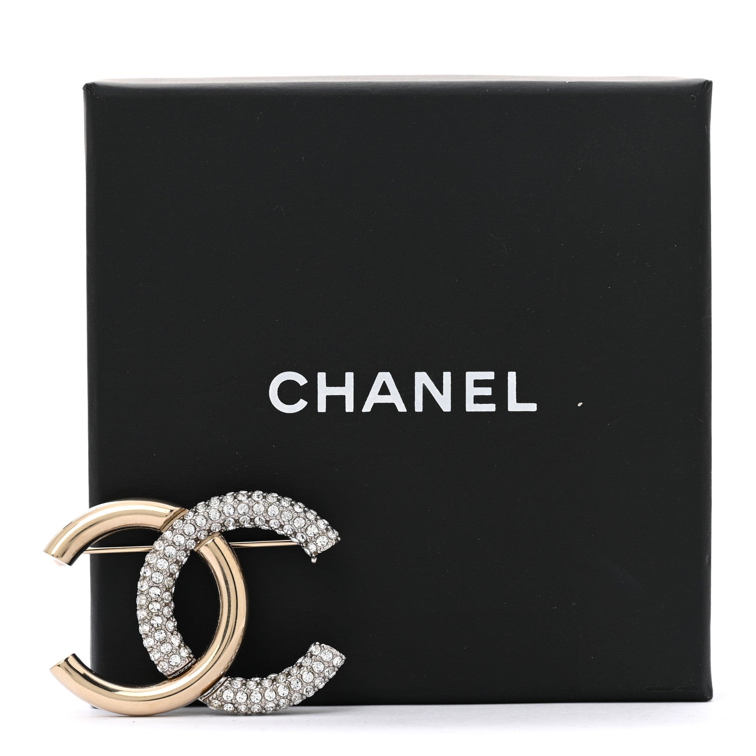 Chanel Crystal CC Brooch Light Gold Light Gold 4 of 4