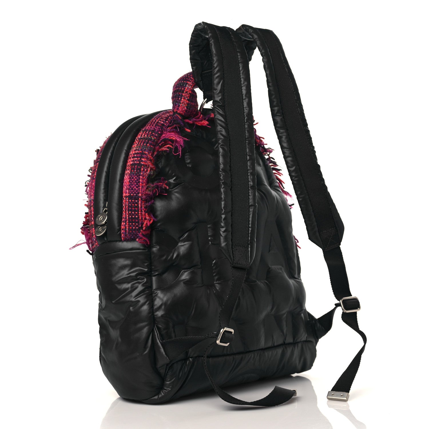 Chanel Nylon Tweed Coco Neige Backpack Black Pink 2 of 8