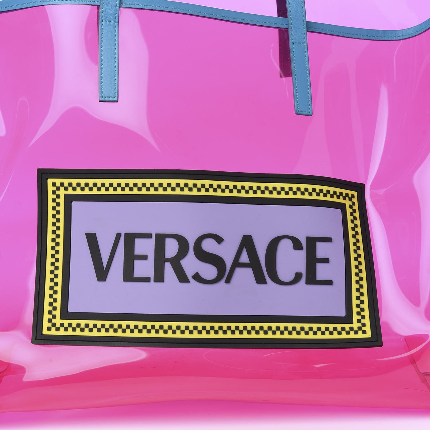 Vinyl Calfskin 90s Logo Tote Pink Blue