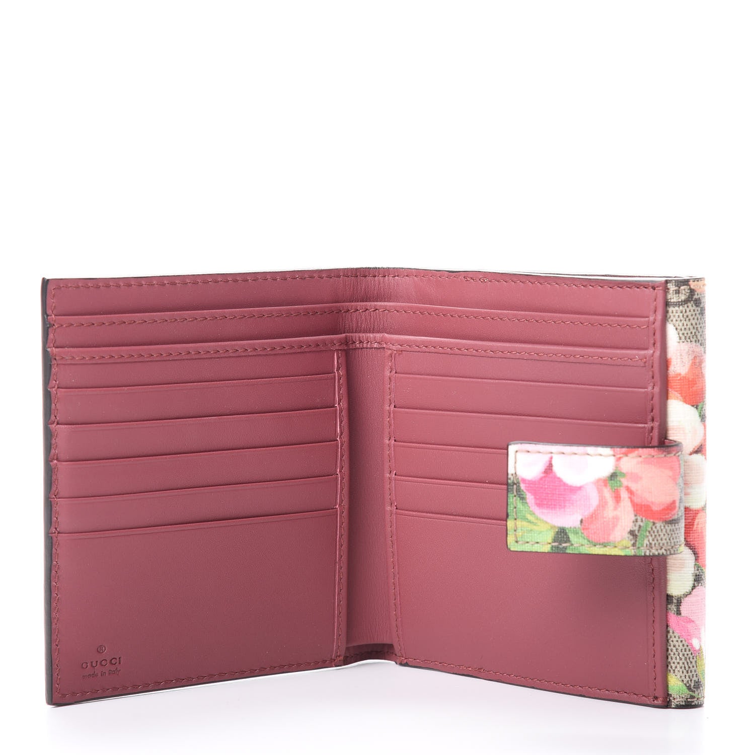 Gucci GG Supreme Monogram Blooms French Flap Wallet Beige Multicolor Dry Rose 6 of 10