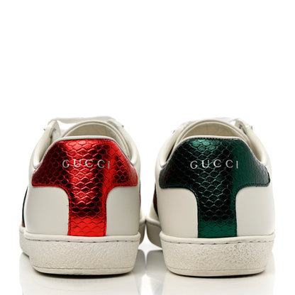 Gucci Calfskin Ayers Bee Embroidered Womens Ace Sneakers 38.5 White Green 5 of 17