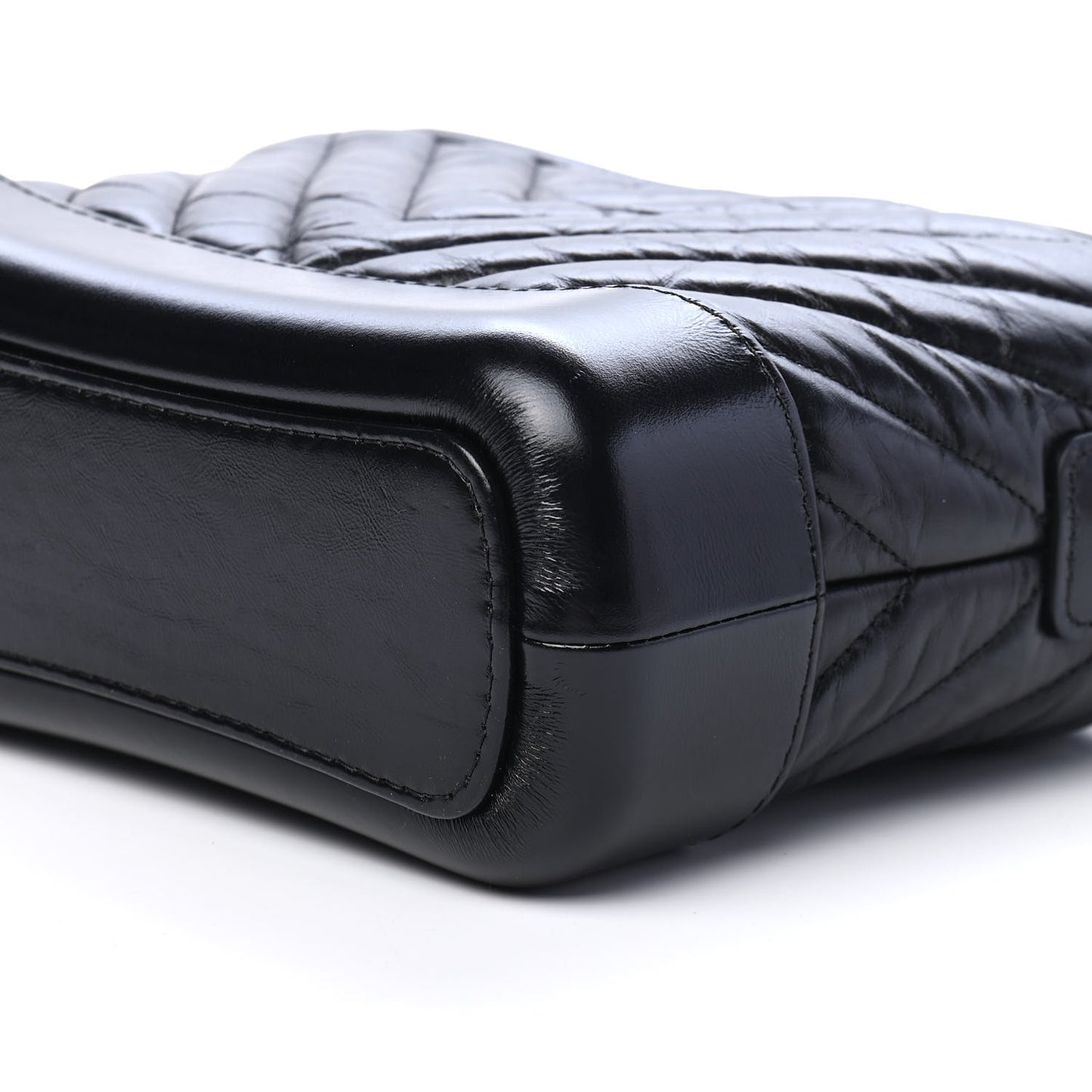 Aged Calfskin Chevron Quilted Small Gabrielle Hobo So Black