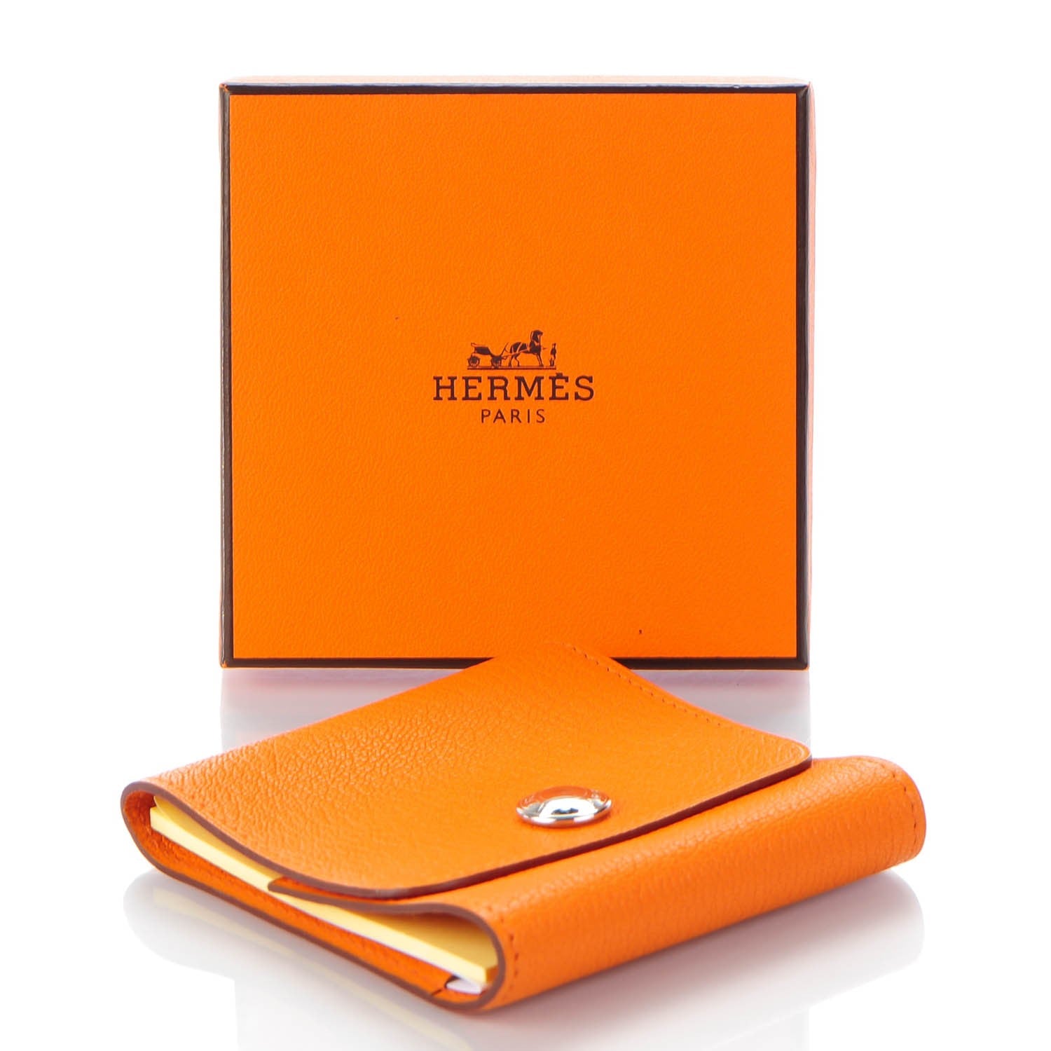 Hermes Chevre Post It Notepad Holder GM w Refill Orange 4 of 8