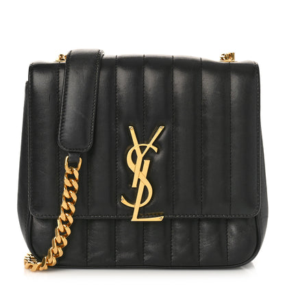 Saint Laurent Lambskin Matelasse Monogram Medium Vicky Chain Bag Black 1 of 10