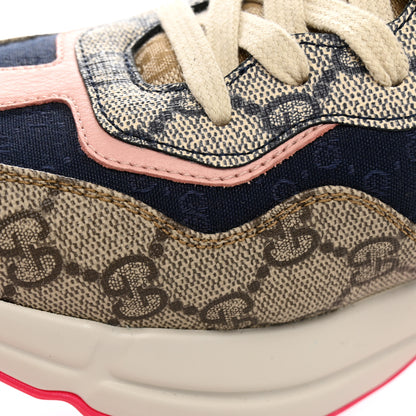 Gucci GG Supreme Monogram Mix Monogram Womens Rhyton Sneakers 39 London Blue Beige Pale Pink 10 of 16
