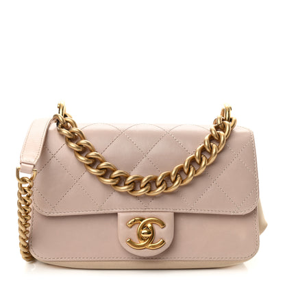Chanel Glazed Calfskin Quilted Mini Straight Lined Flap Beige 1 of 10