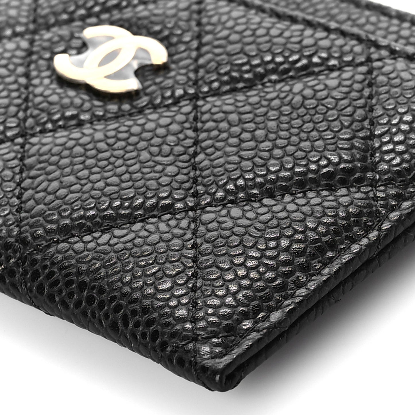 Caviar Quilted Card Holder Black