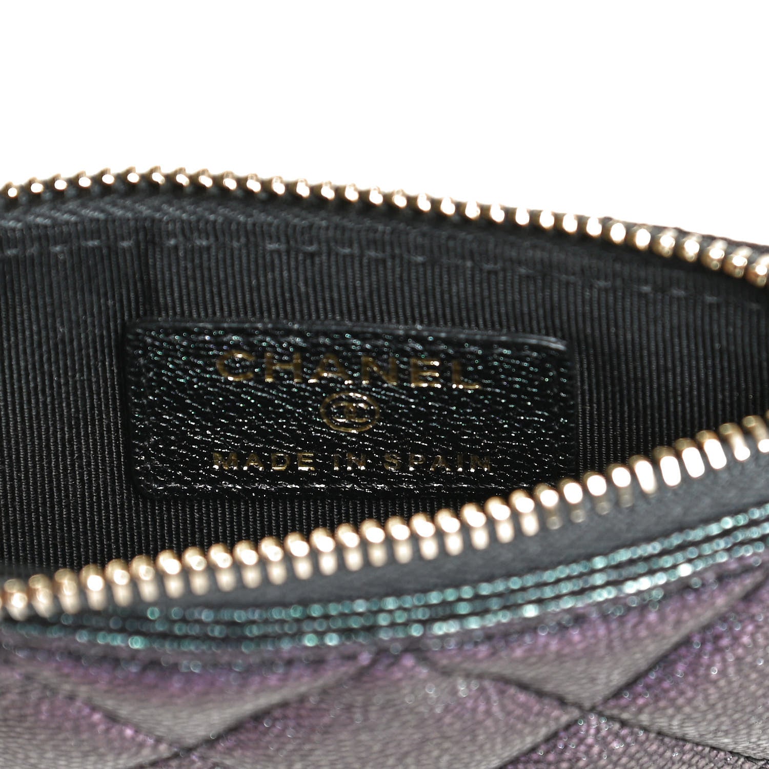 Chanel Iridescent Caviar Quilted Flap Zip Card Holder Black 6 of 10